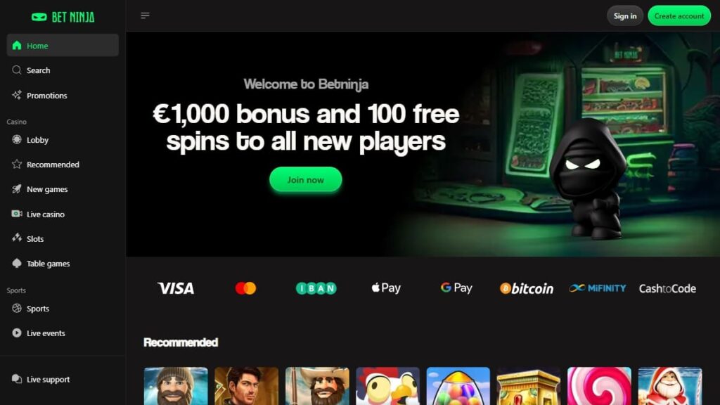homepage van belgische goksite betninja casino